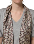 Dolce & Gabbana Gray Cotton V-neck Owl Silk Scarf Top T-shirt