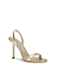 Jimmy Choo Gold Calf Leather Bos Taurus Stiletto Heel Sandals