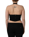 Dolce & Gabbana Black Square Neck Halter Cropped Tank Top
