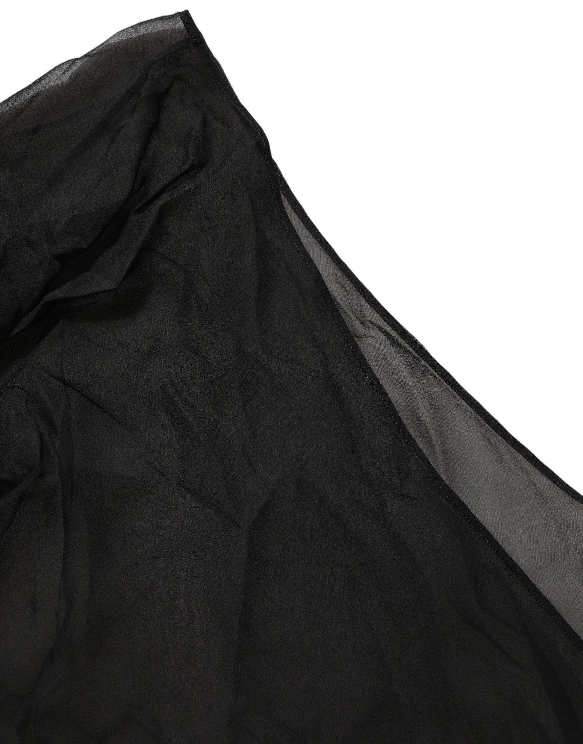Dolce &amp; Gabbana Black Wrap Sheer Chiffon One Shoulder Top