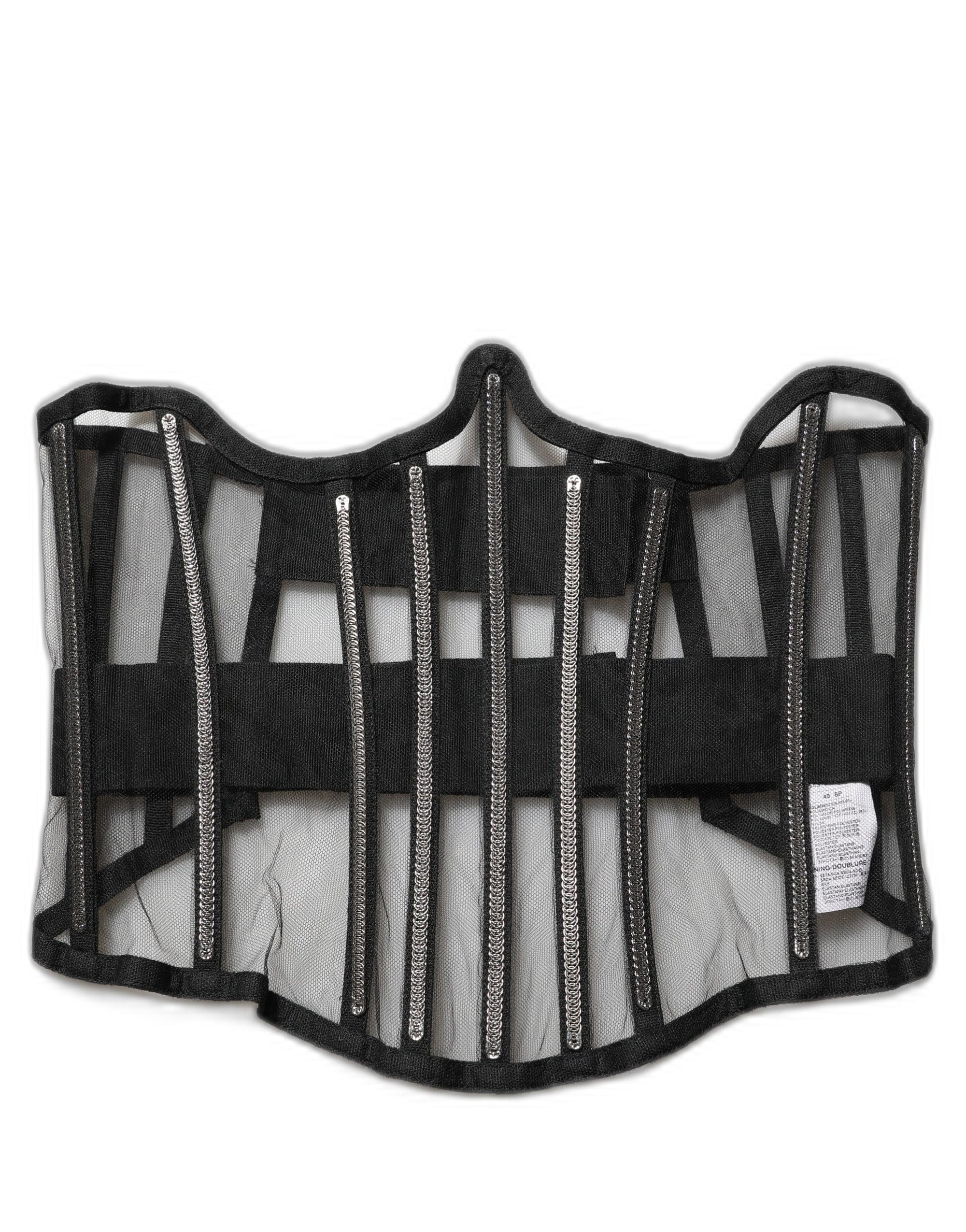 Dolce &amp; Gabbana Black Sheer Tulle Bodysuit Cropped Corset Top