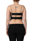 Dolce & Gabbana Black Sheer Tulle Bodysuit Cropped Corset Top