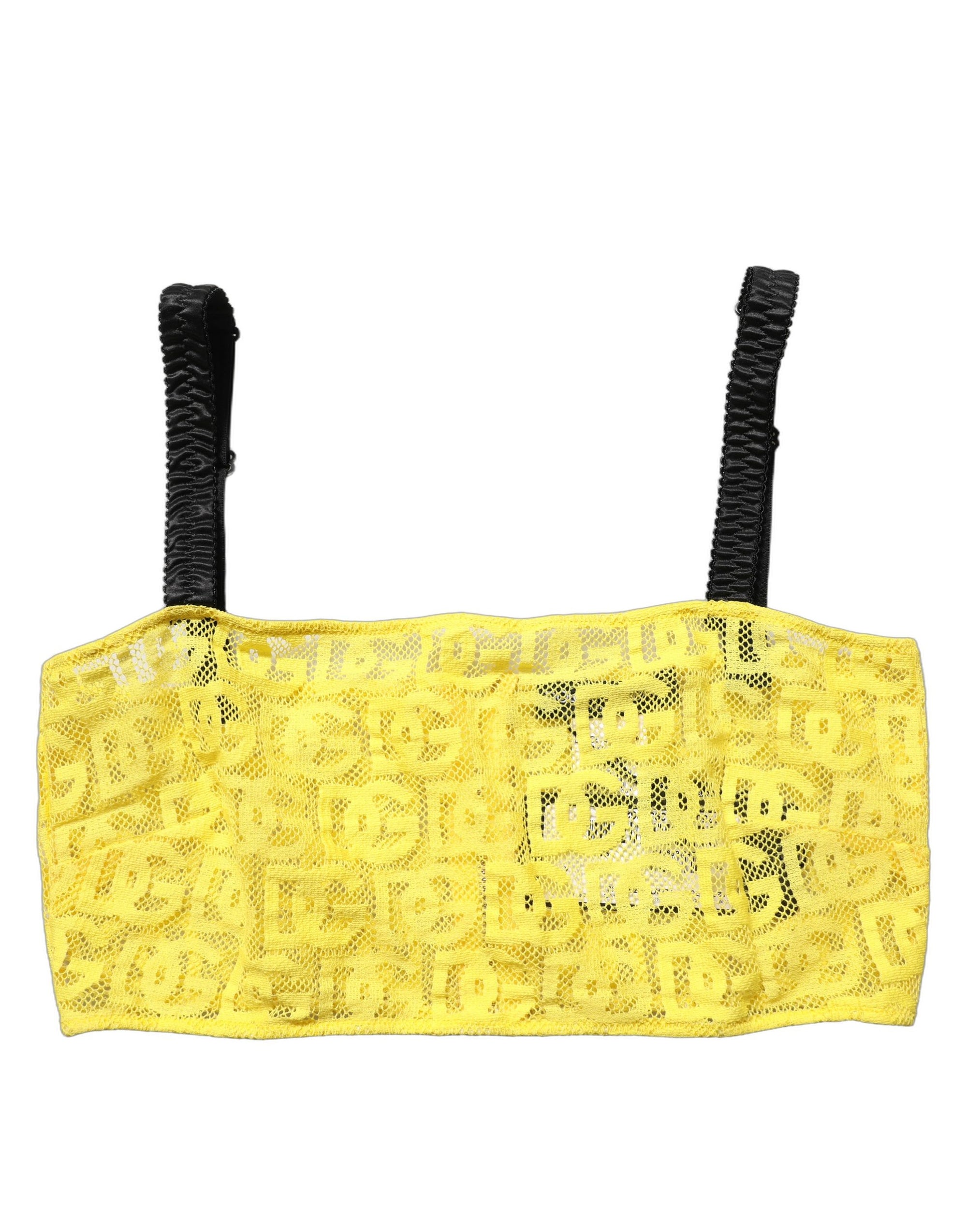 Dolce &amp; Gabbana Yellow Cotton Crepe Chiffon Crop Bralette Top