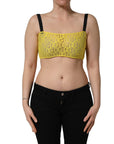 Dolce & Gabbana Yellow Cotton Crepe Chiffon Crop Bralette Top