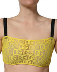 Dolce & Gabbana Yellow Cotton Crepe Chiffon Crop Bralette Top