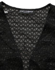 Dolce & Gabbana Black Nylon Fishnet Long Sleeve Cropped Top