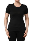 Dolce & Gabbana Black Cotton Round Neck Short Sleeve T-shirt