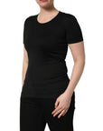 Dolce & Gabbana Black Cotton Round Neck Short Sleeve T-shirt