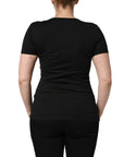Dolce & Gabbana Black Cotton Round Neck Short Sleeve T-shirt