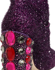 Dolce & Gabbana Purple Crystal Lurex Fantasy High Boots Shoes