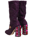 Dolce & Gabbana Purple Crystal Lurex Fantasy High Boots Shoes