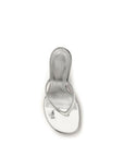 Amina Muaddi Silver Calf Leather Bos Taurus Stiletto Heel Sandals