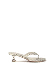 Amina Muaddi Gray Calf Leather Bos Taurus Flat Sandals