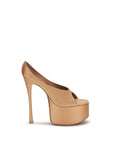 Amina Muaddi Beige Silk Platform Pumps