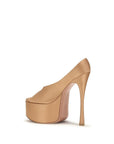 Amina Muaddi Beige Silk Platform Pumps