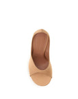 Amina Muaddi Beige Silk Platform Pumps