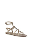 Valentino Garavani Beige Calf Leather Bos Taurus Flat Sandals