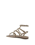 Valentino Garavani Beige Calf Leather Bos Taurus Flat Sandals