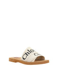 Chloé White Cotton Flat Sandals