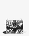 Michael Kors Greenwich Small Print Logo Crossbody Tote Chain Bag Black/White $498