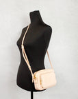 Burberry Small Branded Peach Pink Grainy Leather Camera Crossbody Bag