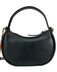 Versace Quilted Black Leather Half Moon Chain Crossbody Bag