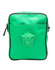 Versace Small Bright Green Nylon Fabric Medusa Crossbody Messenger Bag Purse