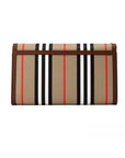 Burberry Hannah Icon Stripe Archive Tan E-Canvas Leather Wallet Crossbody Bag
