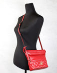 Versace Red Quilted Leather Drawstring Shoulder Bag Bucket Crossbody Handbag