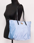 Versace Portuna Medusa Medium Cornflower Blue Nylon Leather Tote Bag Purse
