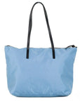 Versace Portuna Medusa Medium Cornflower Blue Nylon Leather Tote Bag Purse