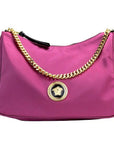 Versace Small Dahlia Nylon Fabric Medusa Pendant Crossbody Shoulder Purse Bag