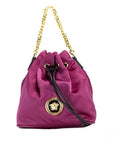 Versace Small Dahlia Nylon Medusa Pendant Bucket Chain Crossbody Bag Purse