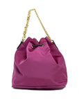 Versace Small Dahlia Nylon Medusa Pendant Bucket Chain Crossbody Bag Purse