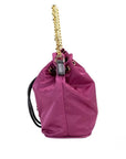 Versace Small Dahlia Nylon Medusa Pendant Bucket Chain Crossbody Bag Purse