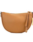 Michael Kors Dover Small Luggage Pebbled Leather Half Moon Crossbody Bag Purse