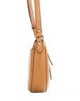 Michael Kors Dover Small Luggage Pebbled Leather Half Moon Crossbody Bag Purse
