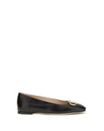 Valentino Garavani Black Calf Leather Bos Taurus Ballet Flats