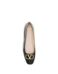 Valentino Garavani Black Calf Leather Bos Taurus Ballet Flats