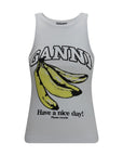 Ganni White Cotton Sleeveles T-Shirt