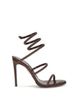 RENE CAOVILLA Brown Silk Stiletto Heel Sandals