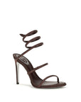 RENE CAOVILLA Brown Silk Stiletto Heel Sandals