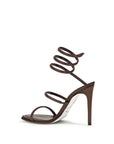 RENE CAOVILLA Brown Silk Stiletto Heel Sandals