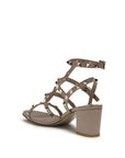Valentino Garavani Beige Calf Leather Bos Taurus Strap-On Sandals