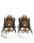 Dolce & Gabbana White Gold Studded Portofino Sneakers Shoes