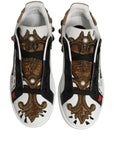 Dolce & Gabbana White Gold Studded Portofino Sneakers Shoes