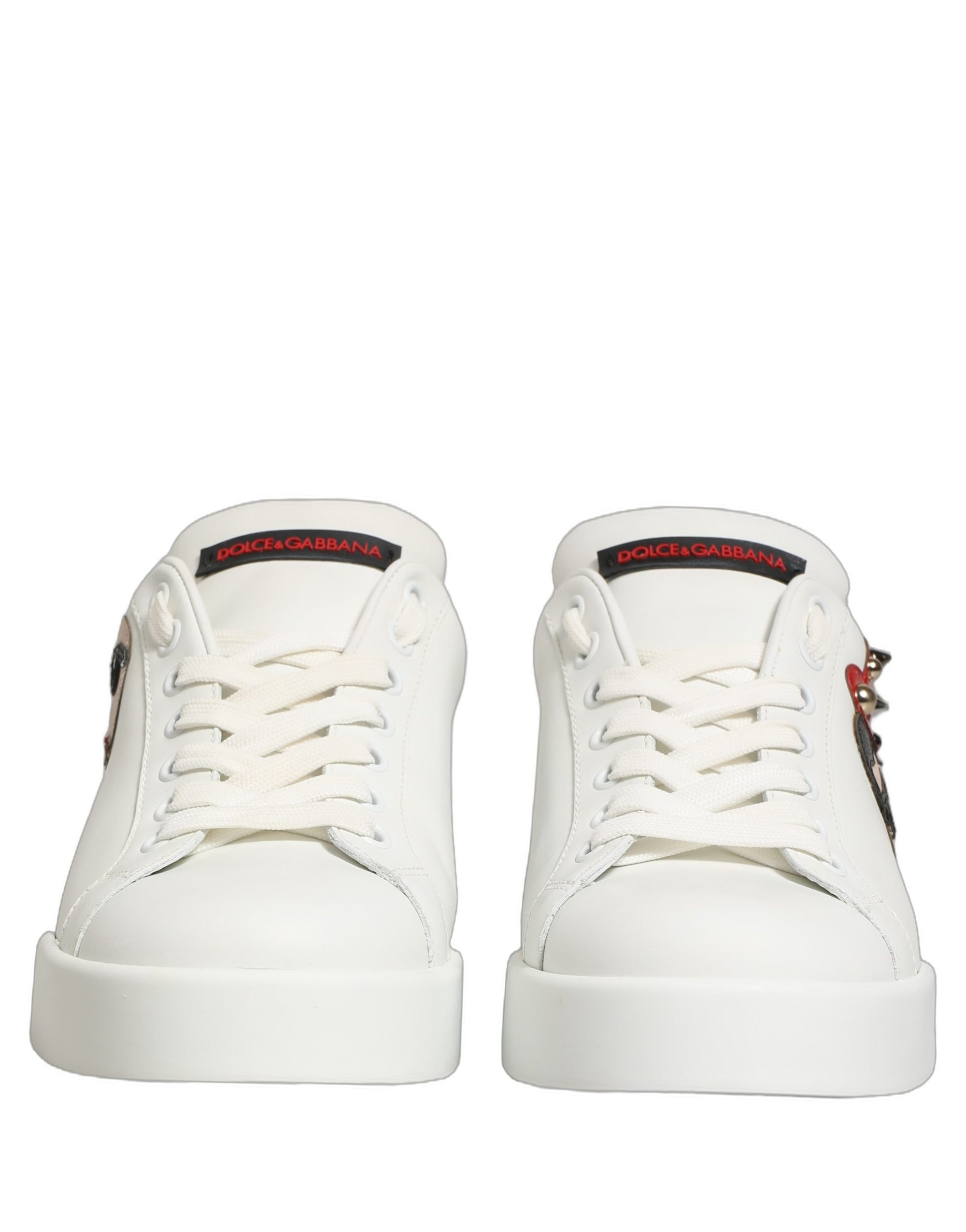 Dolce &amp; Gabbana White Patch Calfskin Nappa Portofino Sneakers Shoes