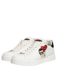Dolce & Gabbana White Patch Calfskin Nappa Portofino Sneakers Shoes