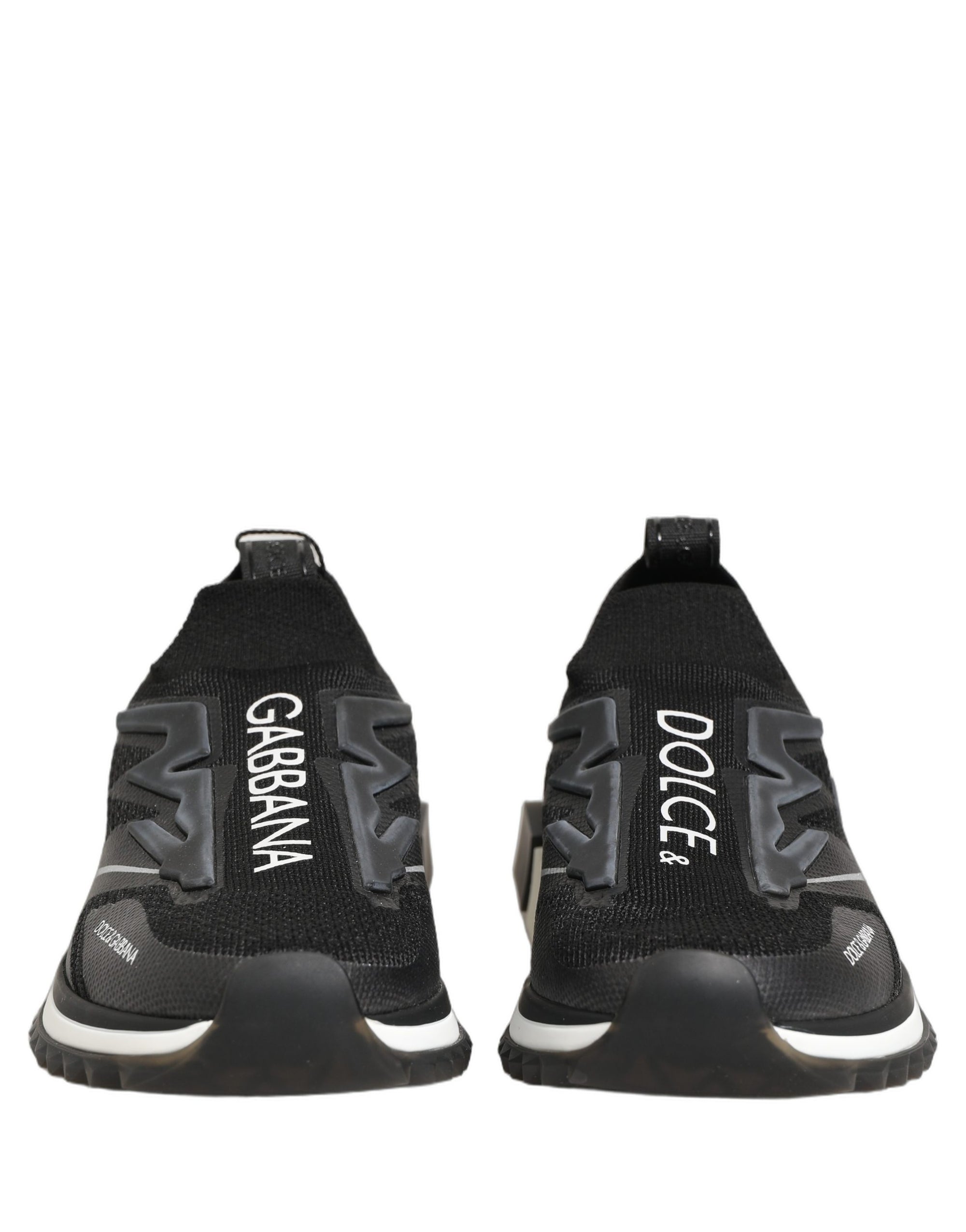 Dolce &amp; Gabbana Black White Sorrento Slip-On Logo Sneakers Shoes