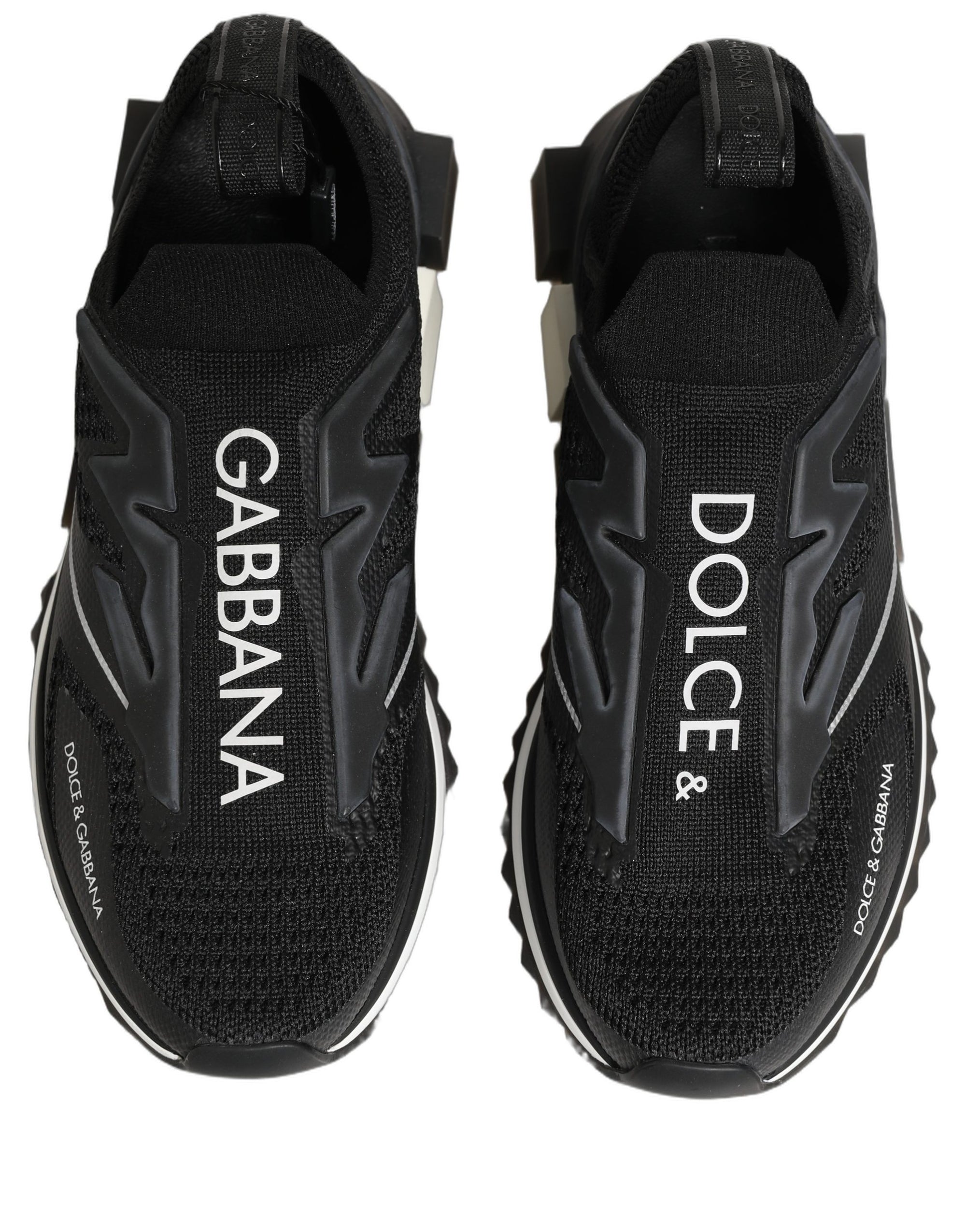 Dolce &amp; Gabbana Black White Sorrento Slip-On Logo Sneakers Shoes